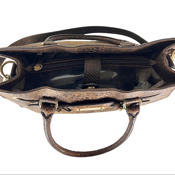 Michael Kors Brown Hamilton Snake Embossed Satchel - Picture 10 of 15